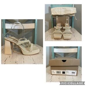 Dolce Vita Arielle Vanilla Pearls‎ Chunky Heel Shoes Sandals Size 9 NEW Wedding